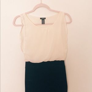 Flowy top/tight bottom mini dress